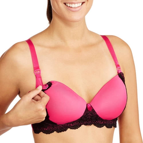 Maternity Wynette by Valmont Hot Pink Bra with Pretty Black Lace