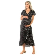 MOTHER BEE MATERNITY Maternity and Nursing Butterfly Sleeve Dress with Ruffles