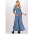 thumbnail image 1 of Maternity and Nursing Maxi Faux Wrap Dress with Adjustable Belt, 1 of 4