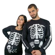 Maternity skeleton glow in the dark Halloween long sleeve shirt x-ray baby funny glowing pregnancy shirt (Maternity X-La
