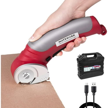 Matework Cordless Electric Scissors, 4V Multi-Cutter with Suitcase, 2000 mAh Cardboard Cutter with Self-sharpening Blade, Power Rotary Scissors for Carpet Leather