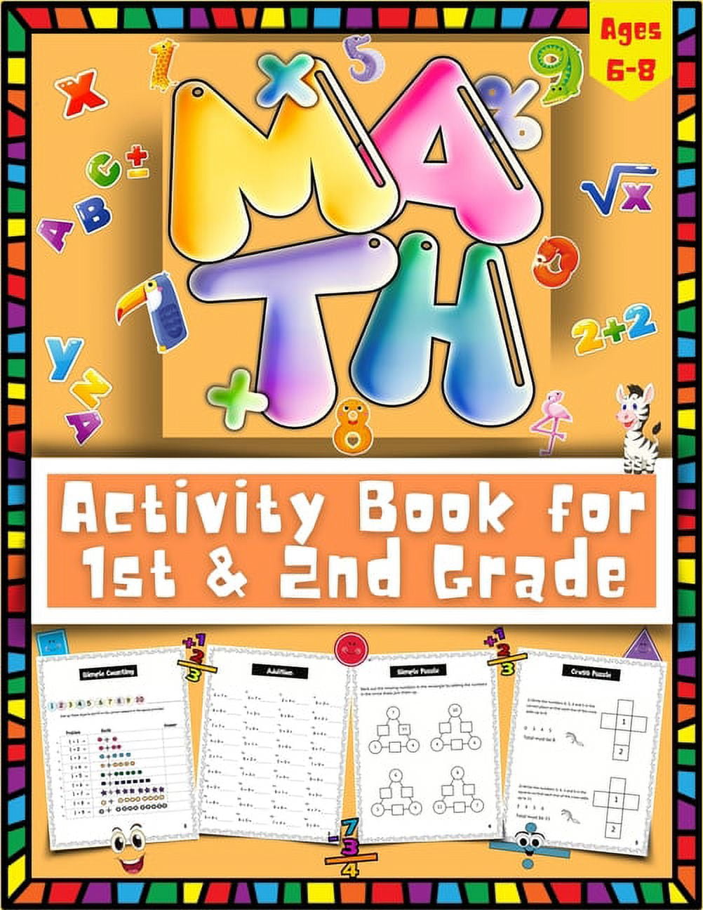 Math Activity Book For 1st and 2nd Grade Full Color First And Second