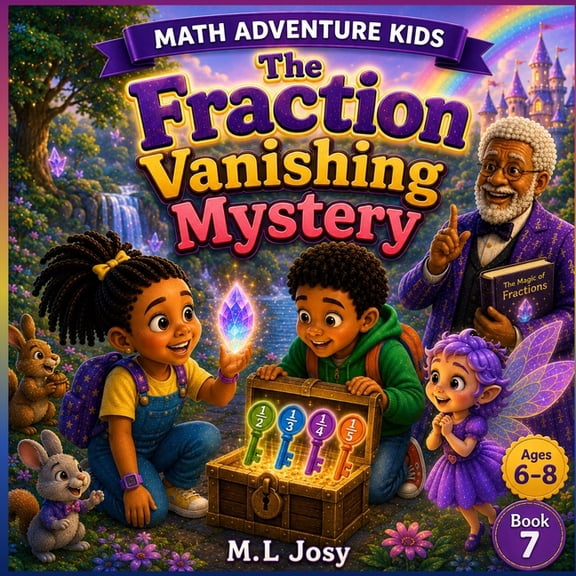 Math Adventure Kids The Fraction Vanishing Mystery: A Fun Math Adventure About Fractions, Equal Sharing, and Comparing Parts 8.5 x 8.5 inch , Book 7, (Paperback)