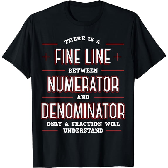 Math Algebraic Fractions Number Ratios Integers Division T-Shirt Black 2X-Large