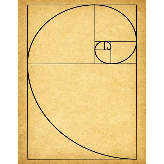 Math Art Print Fibonacci Golden Spiral Gift & Decor For Teachers, Classroom & Math Students Fibonacci Spiral Educational Poster & Mathematician Poster, Math Posters Retro Classroom Decor