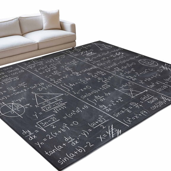 Math Blackboard 6x9ft Non Slip Area Rug Numerical Formula Mathematics Abstract Washable Soft Area Rugs for Living Room, Indoor Circle Carpet for Bedroom Dining Room Kitchen
