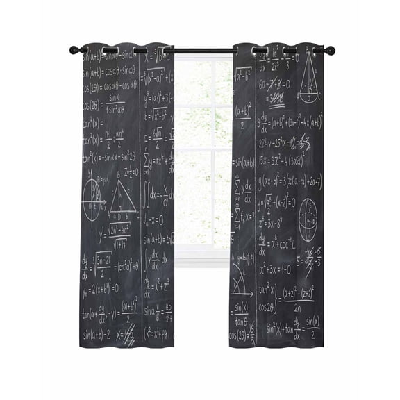 Math Blackboard Blackout Curtains 72 Inch Length Numerical Formula Mathematics Abstract Thermal Insulated Window Curtain Window Drapes 2 Panels for Bedroom Living Room 52"Wx72"L