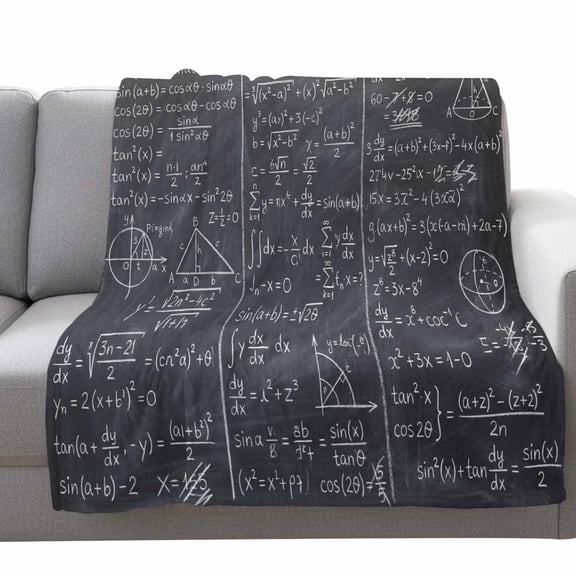 Math Blackboard Fleece Throw Blanket Lightweight Numerical Formula Mathematics Abstract Fuzzy Flannel Throws Super Soft Cozy Flannel Blanket for Couch, Sofa, Bed, Travel 40"x50"