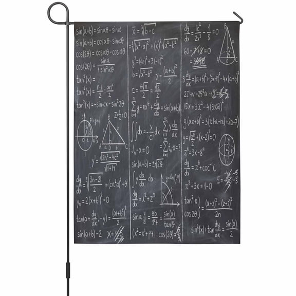 Math Blackboard Garden Flag 12 x 18 Inches, Numerical Formula Mathematics Abstract Weather Proof Outdoor Patio Flags Double Sided Small Garden Decoration for Yard Outside Home