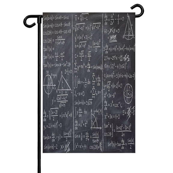 Math Blackboard Garden Flag 12x18 Inch Numerical Formula Mathematics Abstract Double Sided Small Decorative Garden Flags for Outside, Outdoor Yard Porch Lawn Decoration