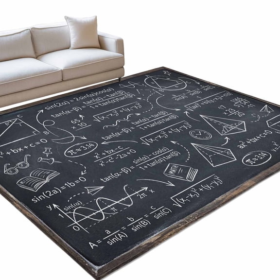 Math Blackboard Numerical Formulas Mathematics Geometric 6x9ft Non Slip Area Rug Washable Soft Area Rugs for Living Room, Indoor Circle Carpet for Bedroom Dining Room Kitchen