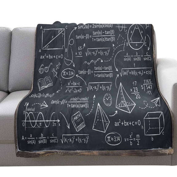 Math Blackboard Numerical Formulas Mathematics Geometric Fleece Throw Blanket Lightweight Fuzzy Flannel Throws Super Soft Cozy Flannel Blanket for Couch, Sofa, Bed, Travel 50"x60"