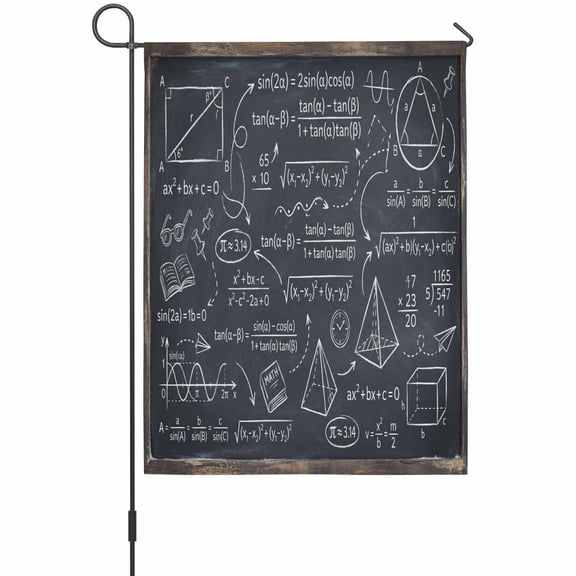 Math Blackboard Numerical Formulas Mathematics Geometric Garden Flag 12 x 18 Inches, Weather Proof Outdoor Patio Flags Double Sided Small Garden Decoration for Yard Outside Home