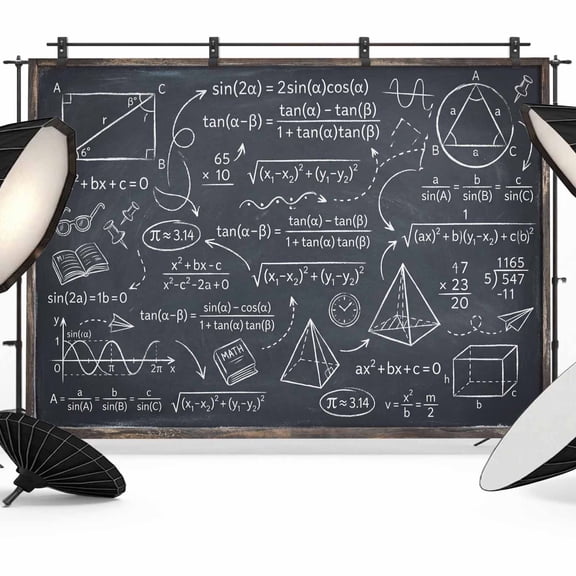 Math Blackboard Numerical Formulas Mathematics Geometric Photography Backdrop 7x5FT, Photo Backdrops, Background for Photography Studio Photo Studio Background, Back Drop for Photoshoot