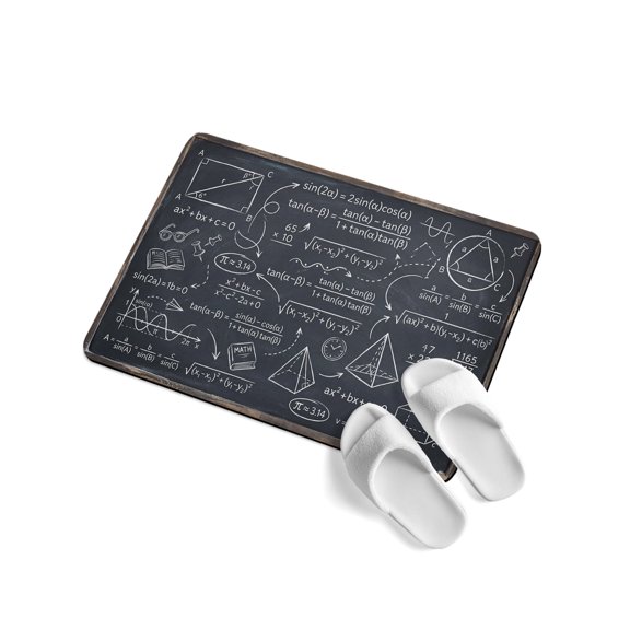 Math Blackboard Numerical Formulas Mathematics Geometric Soft Diatomaceous Earth Mat, Absorbent Bath Mat Non Slip Rubber Backed Quick Dry Doormat Fit Under Door for Bathroom Kitchen 24"x36"