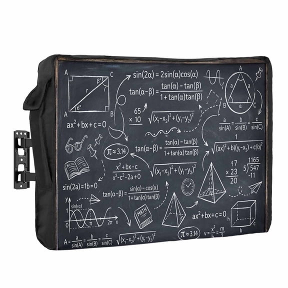 Math Blackboard Numerical Formulas Mathematics Geometric Waterproof Outdoor TV Cover, Outside Weatherproof TV Enclosures for 36 to 39 Inch LCD Television Shield Flat Screen Protectors