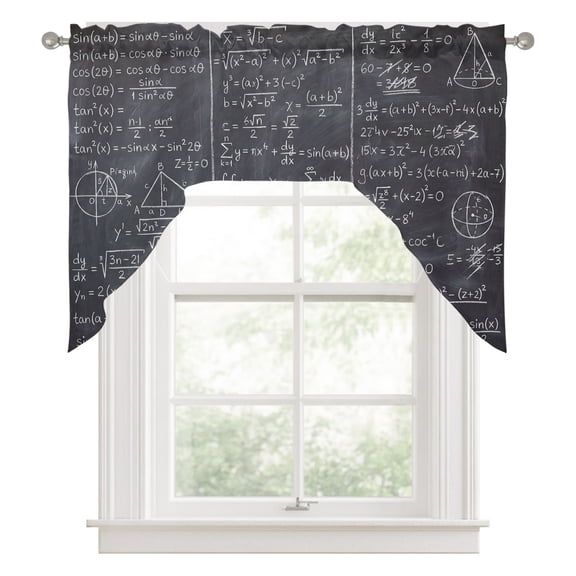 Math Blackboard Swag Valance for Windows, Numerical Formula Mathematics Abstract Swag Curtains Valances for Small Window Treatment Rod Pocket for Kitchen Bathroom 1 Panel 56x36in