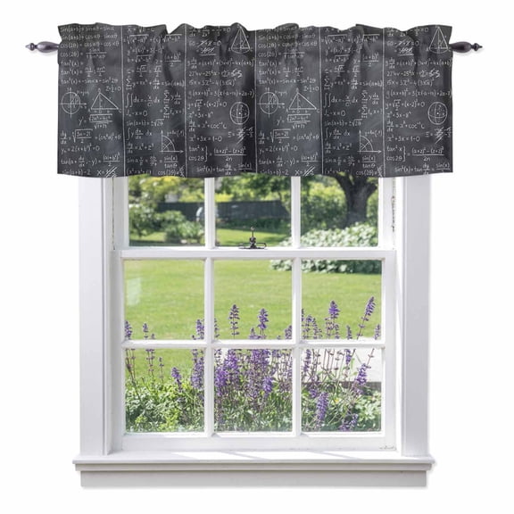 Math Blackboard Valance Curtain for Windows Numerical Formula Mathematics Abstract Rod Pocket Curtain Valances Short Window Treatments Panels for Kitchen Bathroom Laundry Room Basement 42 x 12 Inch