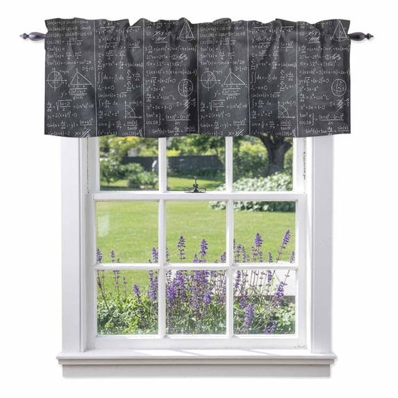 Math Blackboard Valance Curtain for Windows Numerical Formula Mathematics Abstract Rod Pocket Curtain Valances Short Window Treatments Panels for Kitchen Bathroom Laundry Room Basement 42 x 18 Inch