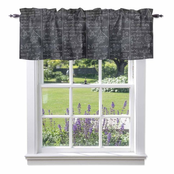 Math Blackboard Valances for Windows Numerical Formula Mathematics Abstract Rod Pocket Cafe Window Treatments Valance Curtains for Kitchen Bathroom Laundry Basement Windows 42"x12"