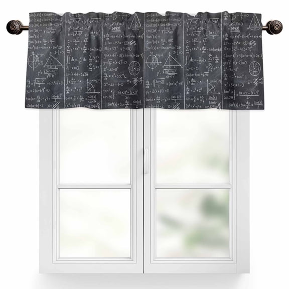 Math Blackboard Valances for Windows Numerical Formula Mathematics Abstract Valance Curtains Rod Pocket Bathroom Small Window Treatments for Kitchen Living Room Bedroom, 54"x18"