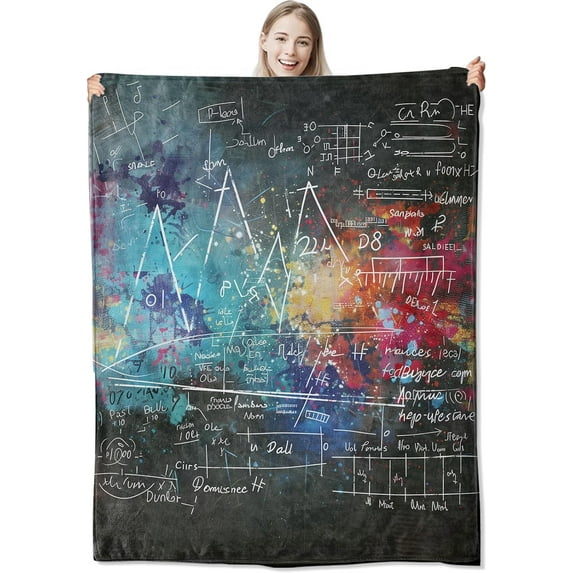 Math Blanket - Cozy and Soft Flannel Fleece Math Throw Blanket, Lightweight for Relaxing on Couch and Bedding, Travel and Outdoor Math Decor Math Gifts with Fuzzy Math Design 40×50IN
