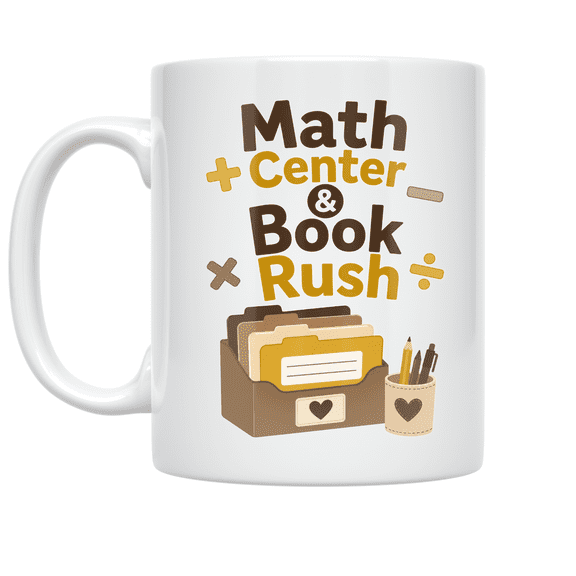 Math Center & Book Rush - Education Support Enthusiast - 11 oz Ceramic Coffee Mug