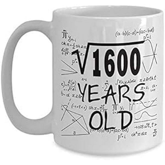 Math Coffee Mug Funny Mathematics Gifts Him - Square Root Of 1600-40 Year Old Birthday Gifts Ideas for Men 1978-40th Birthday Gifts for Men, Husband From Son, Wife - Ceramic Cup White 11oz 79843