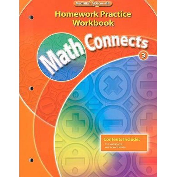 Pre-Owned Math Connects Homework Practice Workbook, Grade 3 (Paperback) 0021072973 9780021072972