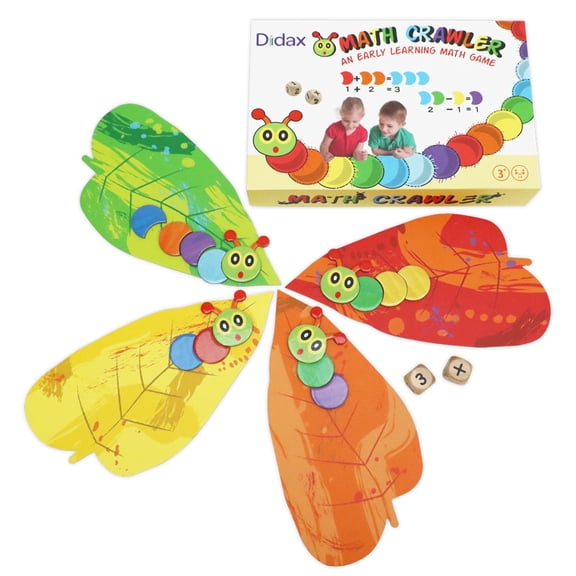 Math Crawlers Caterpillar Math Game for Kids Hands-On Addition & Subtraction Learning Toy for PreKKindergarten Dice Counting Game, Early Math Manipulative for Classroom & Homeschool