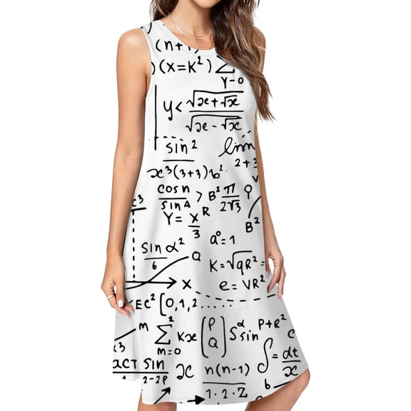 Math Education Pattern With Handwritten Dress Elegant Party Dresses Evening Dresses Women Dress Sleeveless Dress Ladies Dresses