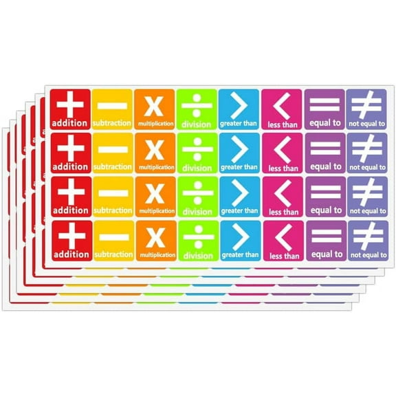 Math Educational Classroom Stickers,1inch Math Symbols Labels for Teachers,Students,960Pcs