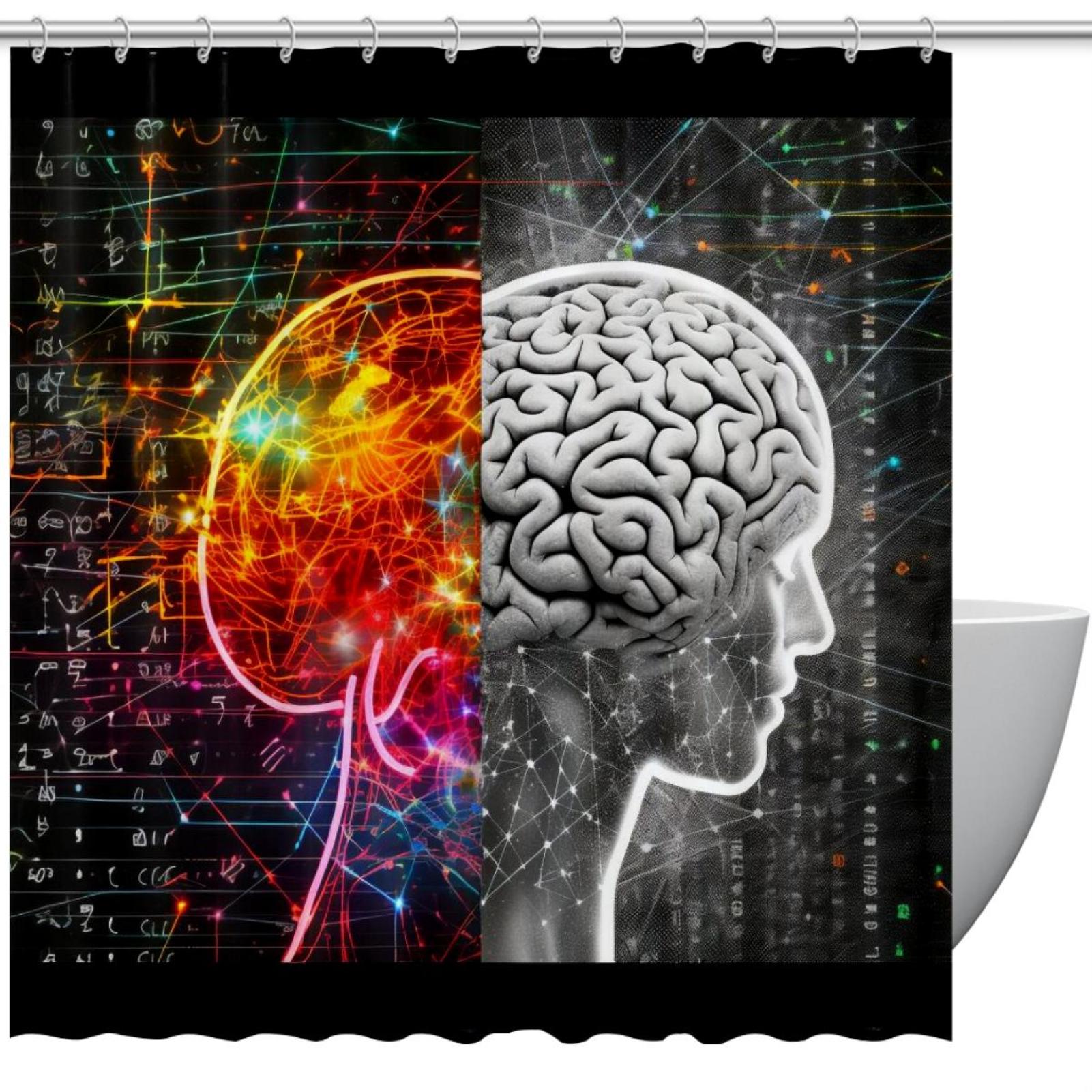Math Engineering Brain Pattern Waterproof Shower Curtain Textured ...