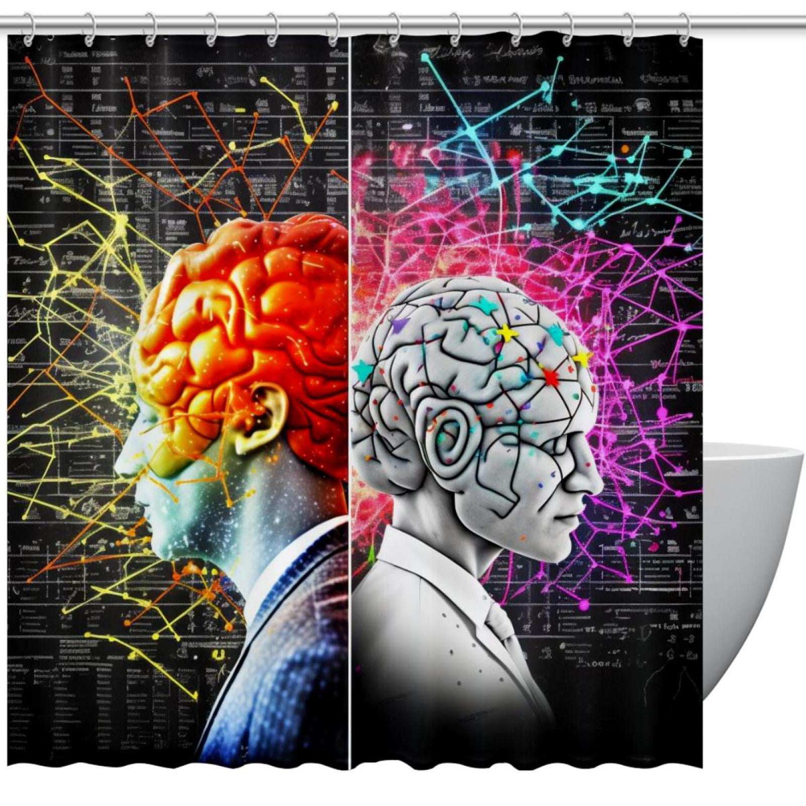 Math Engineering Brain Pattern Waterproof Shower Curtain Textured ...