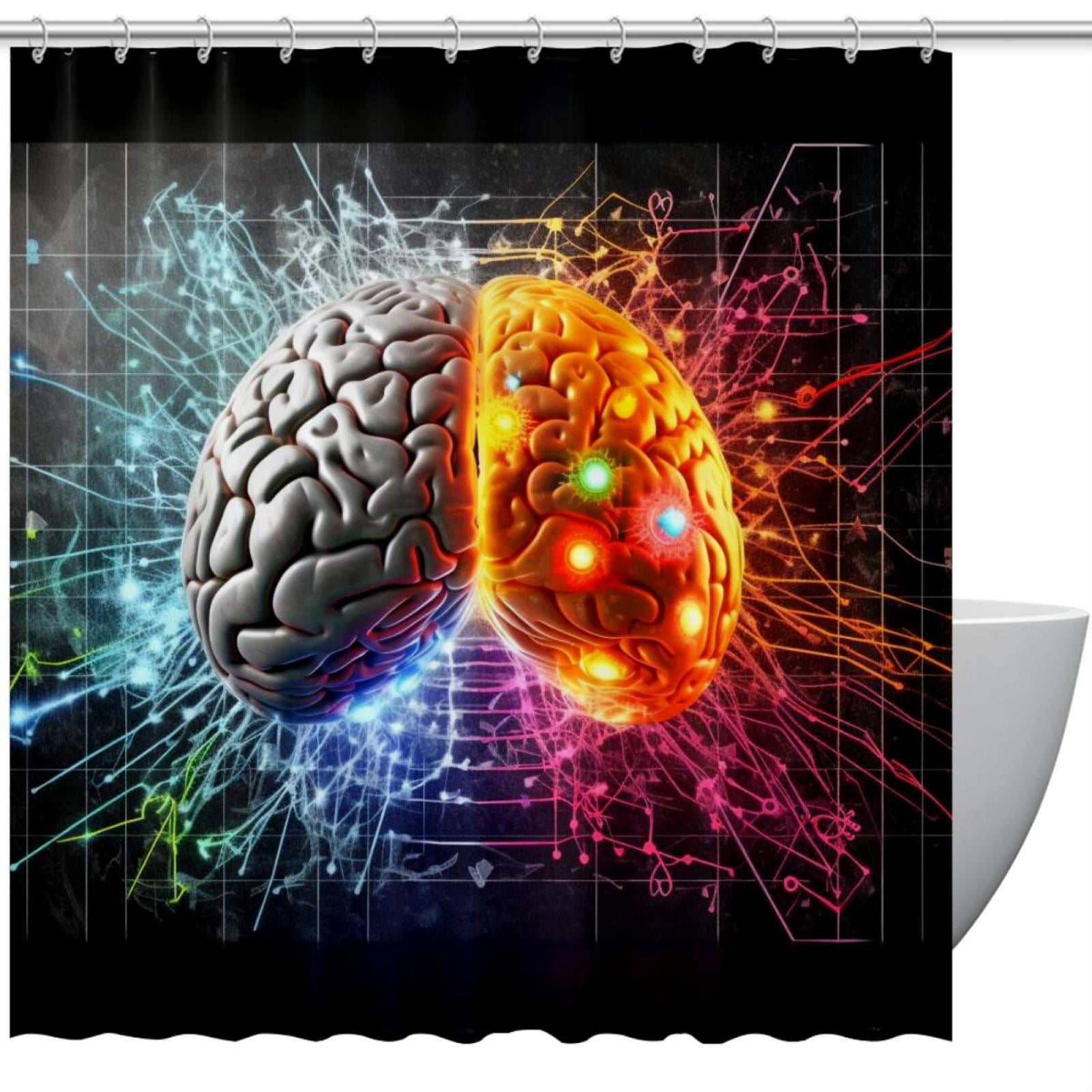 Math Engineering Brain Pattern Waterproof Shower Curtain Textured ...