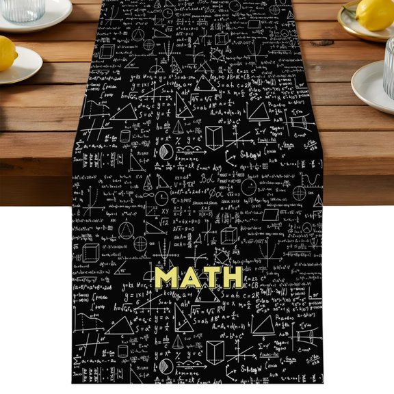 Math Equation Blackboard Table Runner Dresser Scarves, Mathematics Art Table Runners 36 Inches Long,Non-Slip Washable Kitchen Dining Coffee Table Decor for Farmhouse Party Holiday Dinner