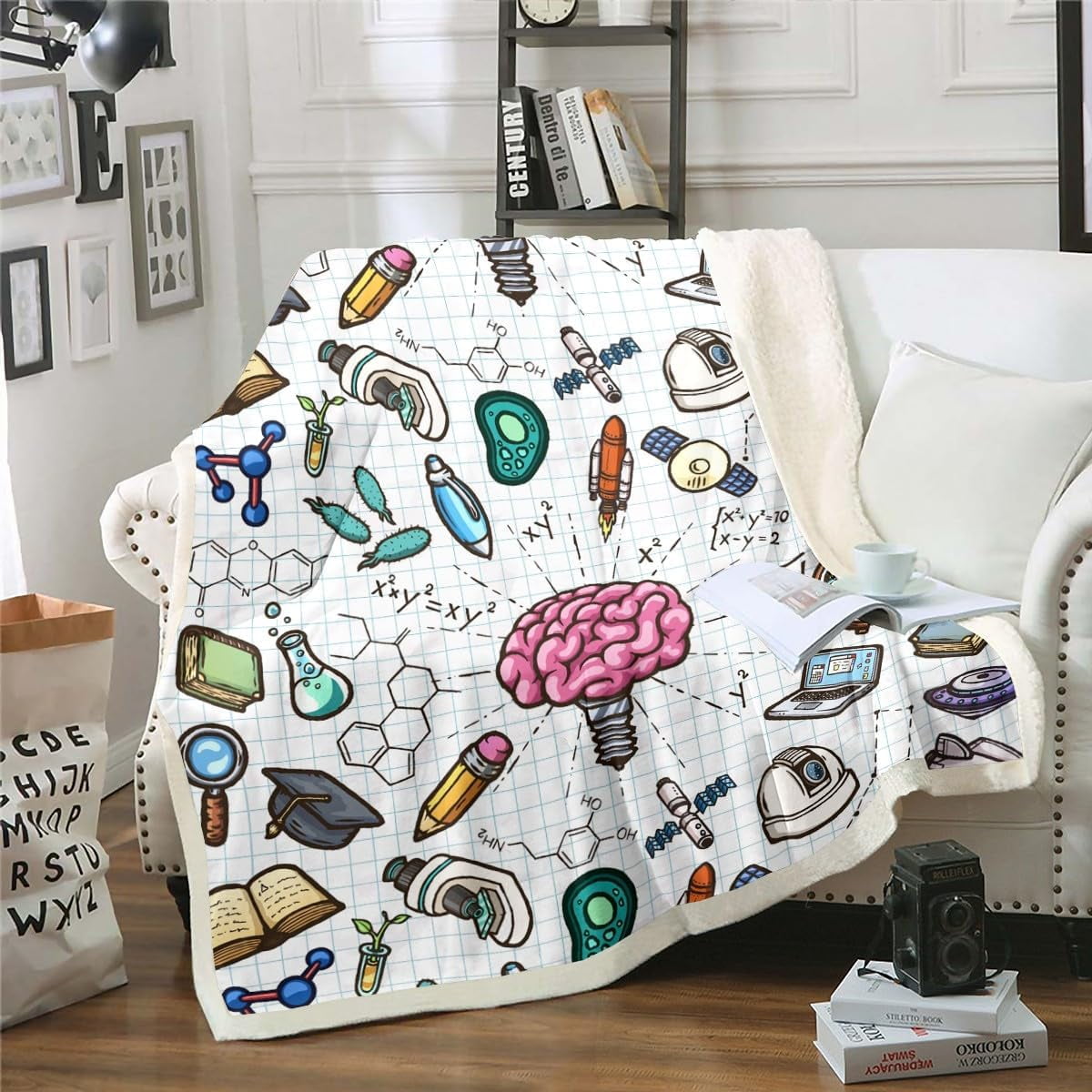 Math Equation Blanket for Boys Girls Science Formula Throw Blanket