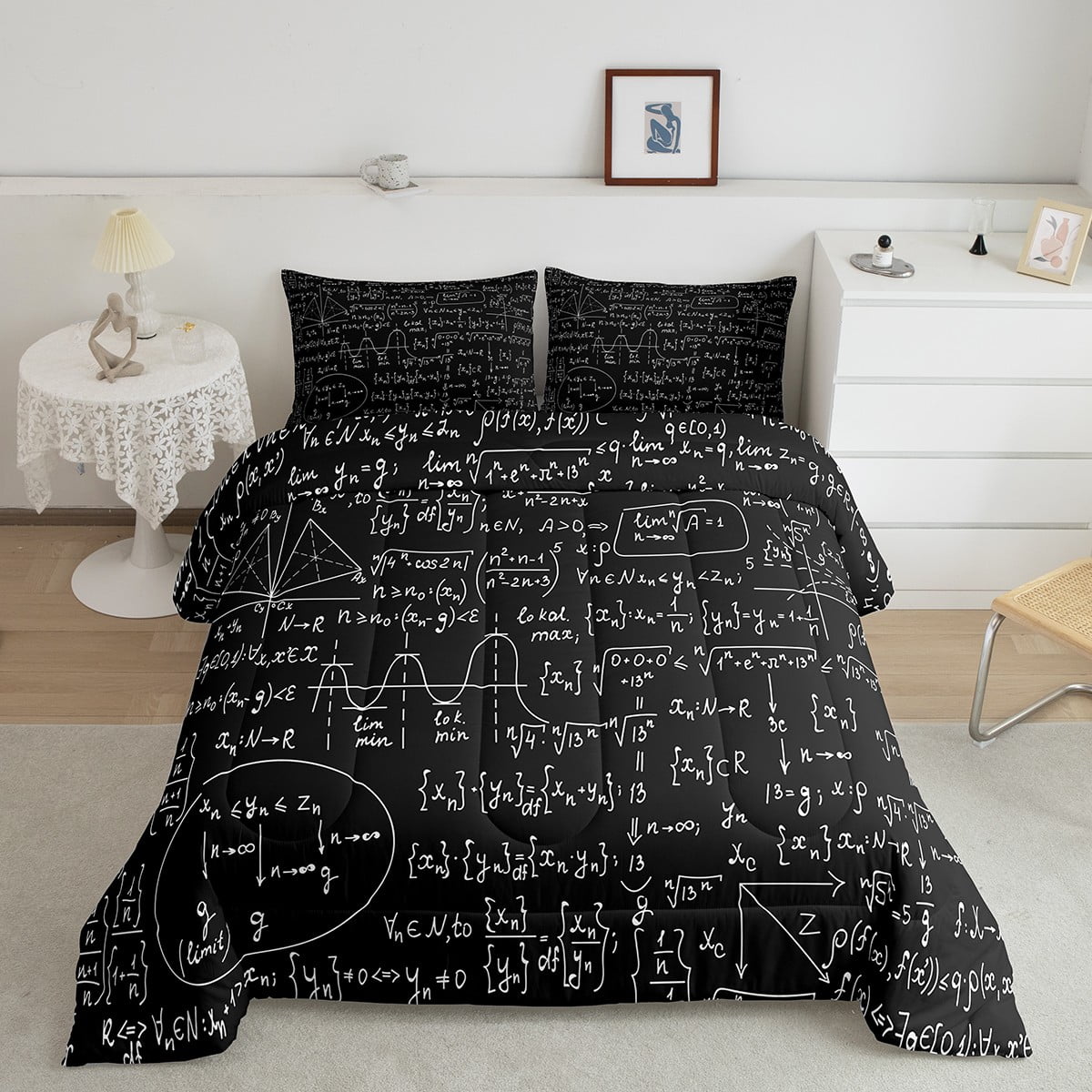Math Equation Comforter Set Math Geometry Science Theme Bedding King