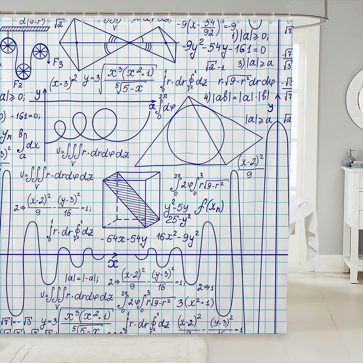 Math Equation Curtain Mathematics Formula Shower Curtain for Boys Girls ...