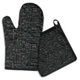 thumbnail image 1 of Math Equations 3D Shapes Black Pattern Kitchen Oven Mitt and Pot Holder Sets 2 Pcs for Baking, Cooking and Grilling, Heat Resistant Up To 392 °F, 1 of 7