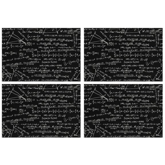 Math Equations 3D Shapes Black Pattern Summer Placemats Table Placemats Set Of 4-Linen Kitchen Washable Placemats Table Mats 11.8"x17.7" Non-Slip Heat Resistant