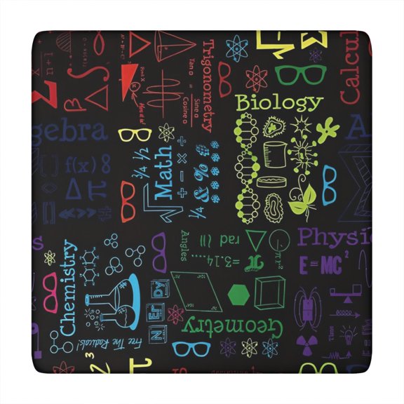 Math Equations Academic Subjects Black Pattern Square Fitted Tablecloth with Elastic Edge,Square Table Cover,Washable Elastic Table Cover for Home Kitchen Party Decor 34"x34"