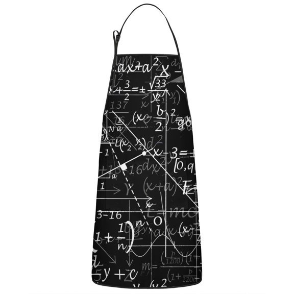 Math Equations Algebra Black Pattern Apron-Garden Aprons for Women with Pockets-Cotton Linen Waterproof Kitchen Cooking Gardening Aprons Adjustable for Kitchen,Cooking,BBQ and Salon 33x27 Inch