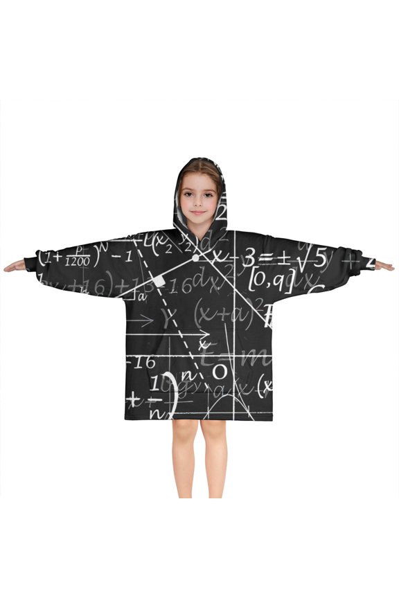 Math Equations Algebra Black Pattern Blanket Hoodies for Kids 6-13YR Oversize Wearable Blanket Hoodies for Boys Girls Teens