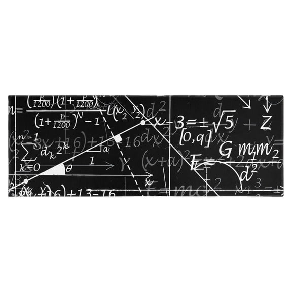 Math Equations Algebra Black Pattern Kitchen Rug Mat,Kitchen Runner Rugs Non Skid Washable,Decorative Kitchen Floor Mats for Kitchen,Sink,Laundry,17"X47"