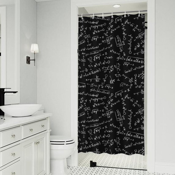 Math Equations Algebra Black Pattern Shower Curtain 36"x72" ,Bathroom Decorative Shower Curtains Set with 12 Hooks,Modern Waterproof Washable Shower Curtain