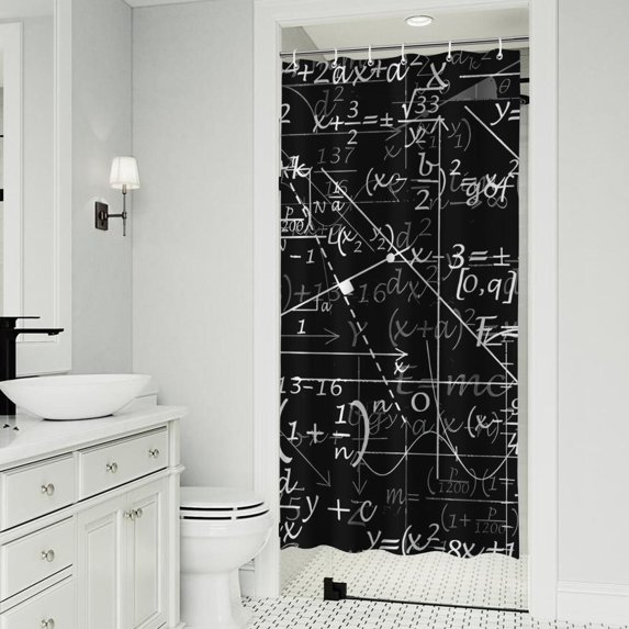 Math Equations Algebra Black Pattern Shower Curtain 36"x72" ,Bathroom Decorative Shower Curtains Set with 12 Hooks,Modern Waterproof Washable Shower Curtain