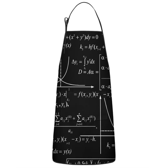 Math Equations Algebra Formulas Black Apron-Garden Aprons for Women with Pockets-Cotton Linen Waterproof Kitchen Cooking Gardening Aprons Adjustable for Kitchen,Cooking,BBQ and Salon 33x27 Inch