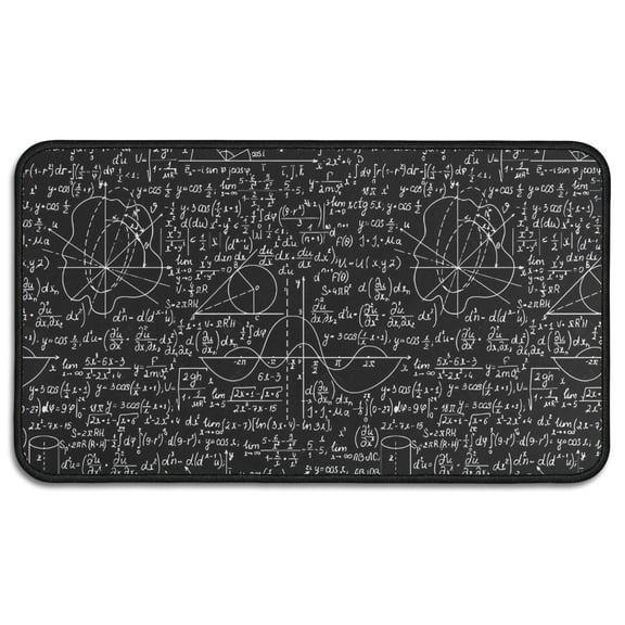 Math Equations Algebra Formulas Black Pattern Door Rugs,Washable Non Slip Door Mats Indoor,Decorative Door Mats,Entry Mat Indoor for Entrance,Bedroom,Kitchen,Bathroom,30"x17"