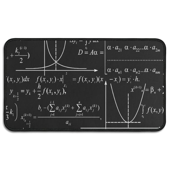 Math Equations Algebra Formulas Black Pattern Door Rugs,Washable Non Slip Door Mats Indoor,Decorative Door Mats,Entry Mat Indoor for Entrance,Bedroom,Kitchen,Bathroom,30"x17"